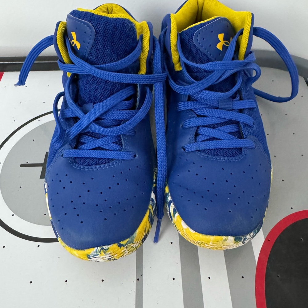 Kids Blue and Yellow Basketball Shoes